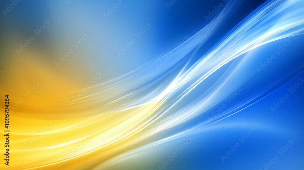 Poster abstract background with smooth waves in blue and yellow tones. abstract background with smooth wave