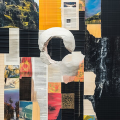 Abstract Collage of Urban and Natural Elements in Monochrome and Color
