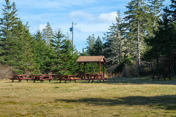 Picnic and Resting Gazebos in a Canadian Nature Reserve