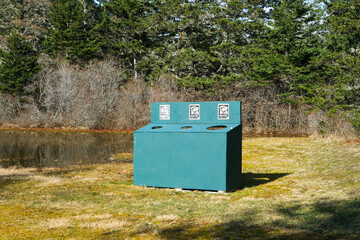 Recycling Bin for Waste Sorting in a Canadian Nature Reserve
