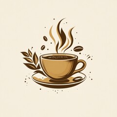 Obraz premium Aromatic Coffee Cup Illustration: Savour the Rich Aroma and Warmth of a Perfect Brew