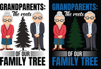 Print Grandparents: The roots of our family tree t shirt design
