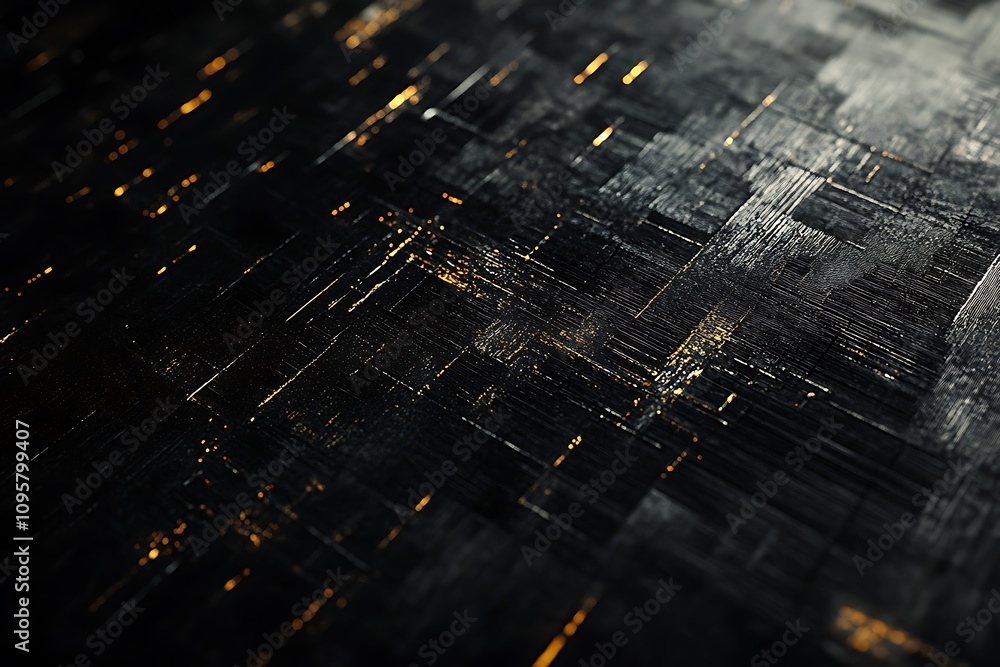 Poster abstract dark grid with glowing lines.