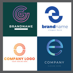 Letter alphabet logo e design Corporate business brand company abstract logo design collection