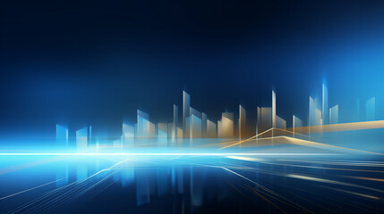 Fototapeta premium A stunning 3D illustration of a futuristic cityscape, The concept of a futuristic smart city is isolated on a blue background.
