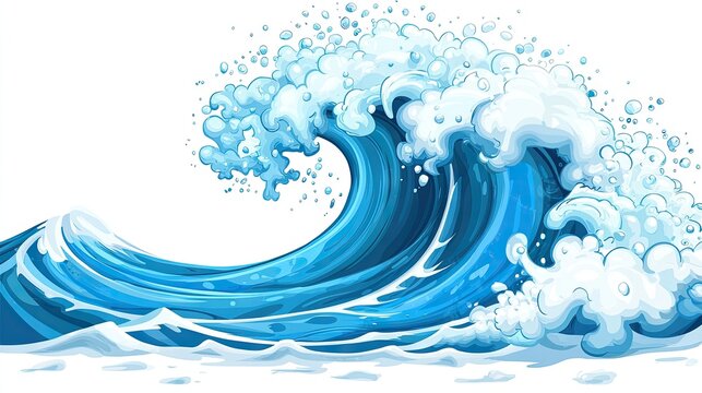 a simple cartoon ocean wave with white background