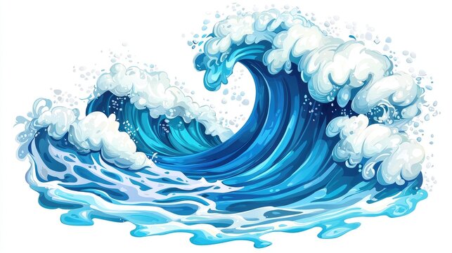 a simple cartoon ocean wave with white background