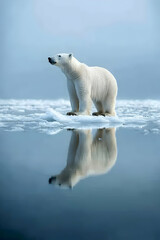 Polar Bear on Ice Floe Realistic Photo