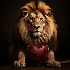 lion keep it leg heart shape look
