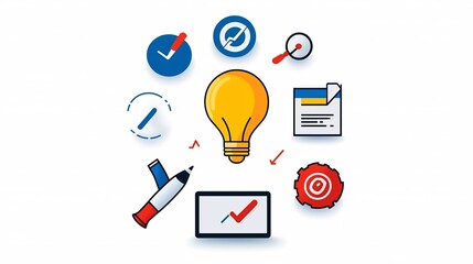 Comprehensive set of 15 digital marketing icons in clean black outline design  illustrating project planning  productivity  management strategies