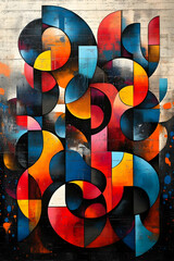 Fototapeta premium Abstract Geometric Illustration: Vibrant Colors and Circular Forms