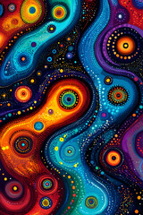 Naklejka premium Vibrant Abstract Dot Painting Illustration