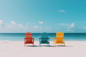 Relaxing beach chairs tropical beach photography sunny environment scenic view
