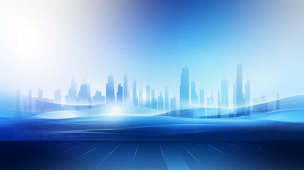 Future technology city architectural scene illustration, Abstract blur of a city skyline at dusk, 