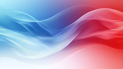 Abstract red and blue background, wavy patterns, smooth curves, simple line decorations, 2D flat illustration style, gradient clear colors, and a hazy feel