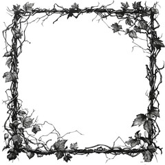 Obraz premium Floral Wreath Coloring Pages Beautiful black and white isolated on white and transparent background. PNG cutout. 