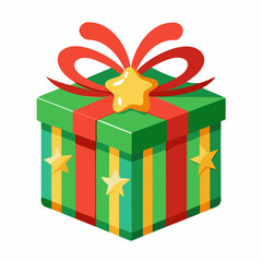 Christmas gift box vector illustration design, Vector outline ,Line art Isolated on a white background