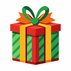 Christmas gift box vector illustration design, Vector outline ,Line art Isolated on a white background