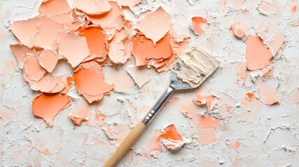 Fototapeta premium Texture and colors of paint flakes on a white background