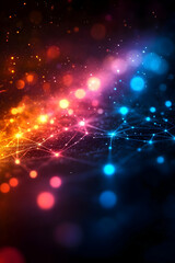 Obraz premium Abstract Network Background: Glowing Nodes and Connections