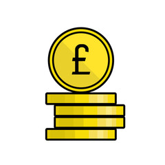 Money sign. Pound coin icon vector. currency symbol vector. finance and economic symbols. payment system illustration. golden cash sign. 