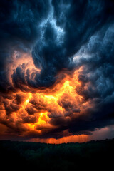 Fototapeta premium Fiery Storm Cloudscape Illustration