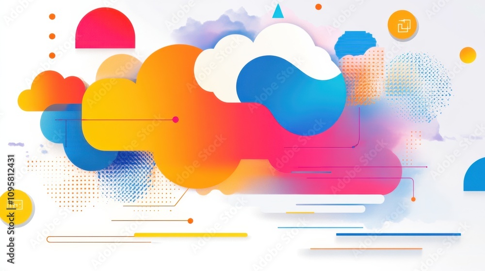 Poster abstract colorful clouds and shapes background design