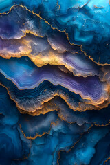 Fototapeta premium Abstract Blue Gold Marble Illustration