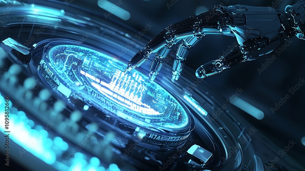 Poster a robotic hand precisely assisting in the handling and processing of medical samples within a steril