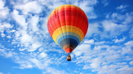 Fototapeta premium Hot Air Ballooning: Drift serenely over vineyards, deserts, and ancient towns, enjoying sweeping views from the peaceful heights of a hot air balloon. 