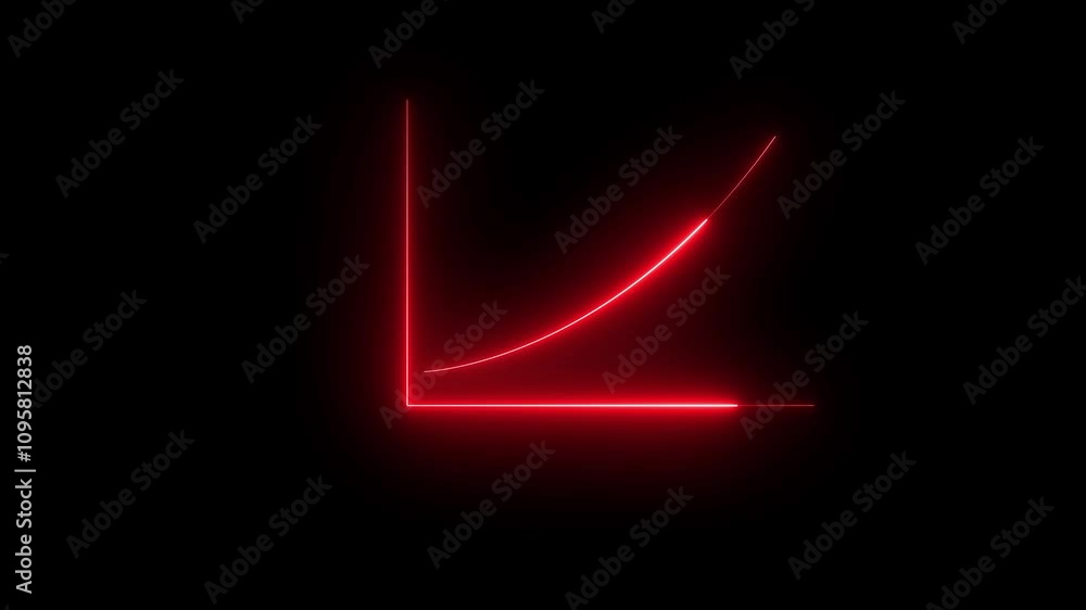 Poster neon business graph icon animation. business chart growth concept and black background.stocks graph 