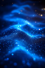 Abstract Blue Particle Wave Background