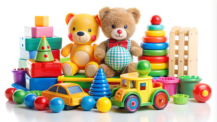 Fototapeta premium wooden toy train and toys