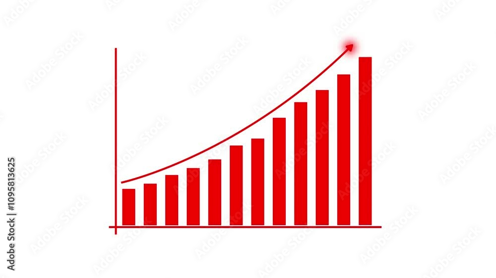 Aufkleber business graph icon showing growth.chart with arrow flat icon. pixel perfect.animated down graph ico