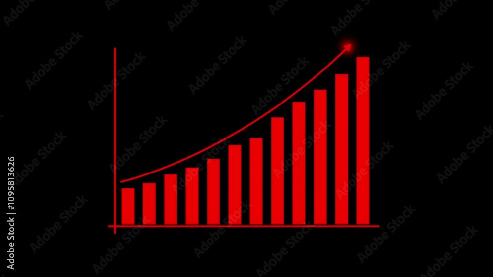Poster business graph icon showing growth.chart with arrow flat icon. pixel perfect.animated down graph ico