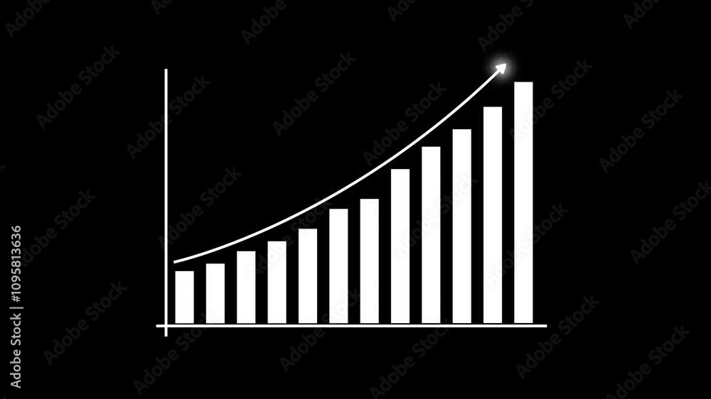 Poster business graph icon showing growth.chart with arrow flat icon. pixel perfect.animated down graph ico