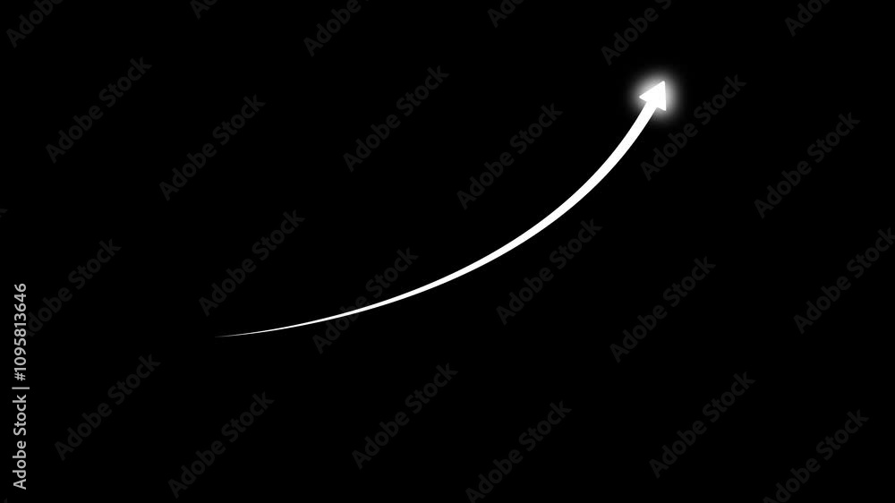 Poster glowing color rising arrow transparent channel. arrow direction, down to up arrow. up business arrow