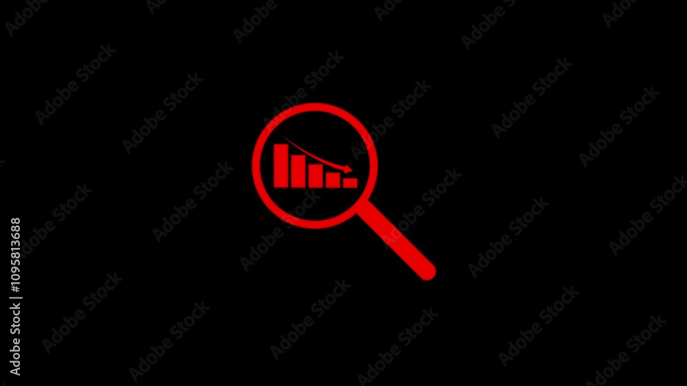 Poster graph analysis business flat style icon. analytic magnifying, searching icon. finance or business in