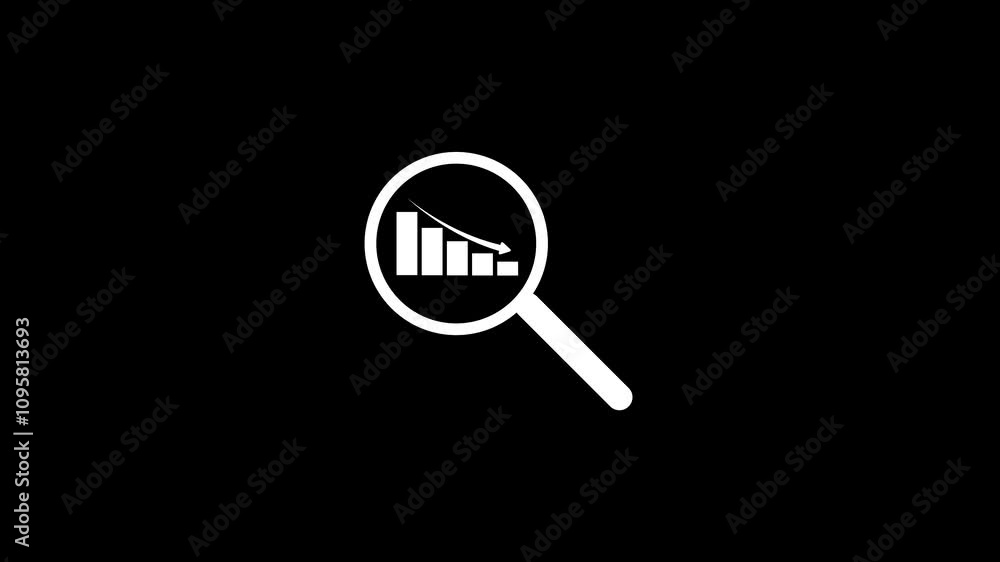 Poster graph analysis business flat style icon. analytic magnifying, searching icon. finance or business in