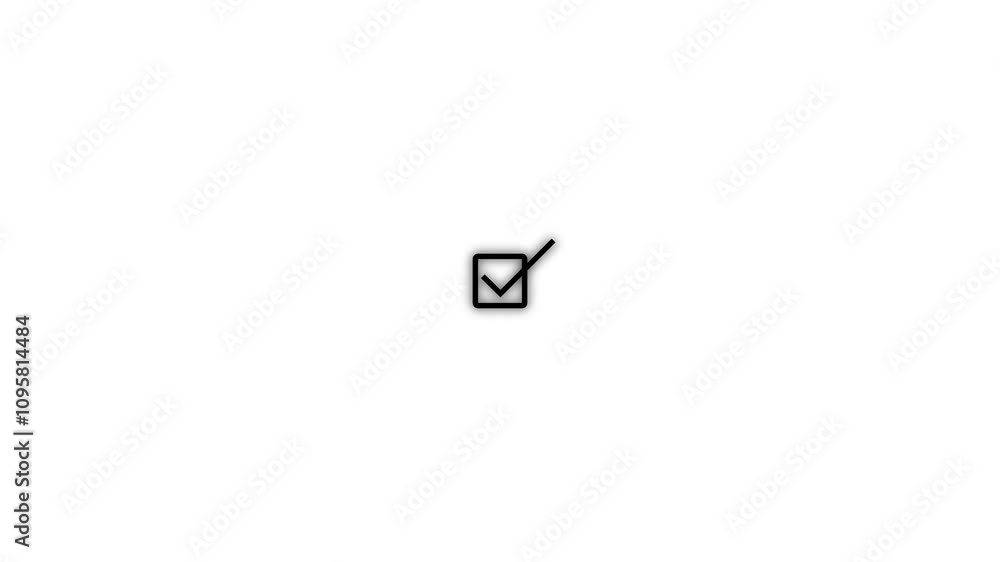 Poster animated check mark symbol, check mark verified selection.isolated tick mark icon animation on backg