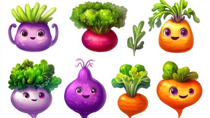 Cute Cartoon Vegetables with Friendly Faces