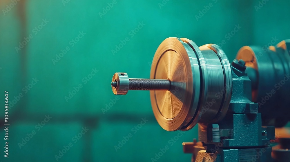 Aufkleber close up view of various precision metalworking tools and equipment including a lathe in the setting