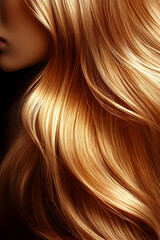 Fototapeta premium Golden Waves: A Realistic Hair Image