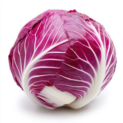 Obraz premium vibrant purple cabbage with intricate white veins, showcasing its fresh and healthy appearance. Perfect for salads, garnishes, or cooking