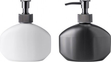 Fototapeta premium Black and White Pump Bottles Dispenser Soap Lotion Shampoo