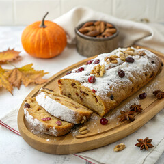 christmas cake with nuts and raisins