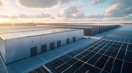 Cutting Edge Solar Energy Array and Massive Battery Storage Units in an Industrial Landscape  Renewable Clean and Sustainable Power and Storage Facility