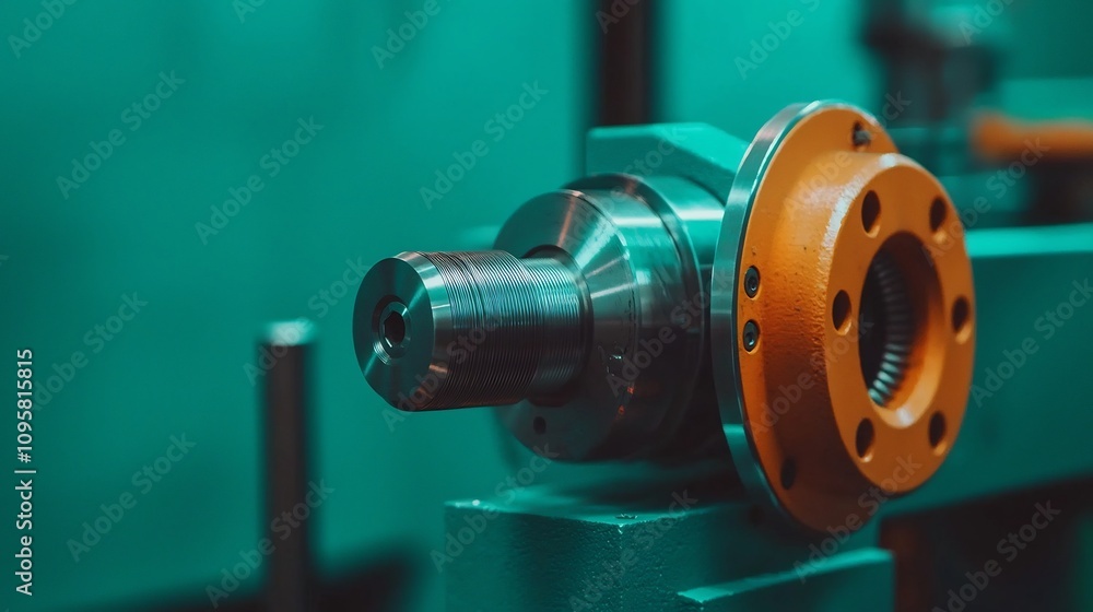 Aufkleber detailed close up view of precision metalworking tools and lathe machinery in an industrial workshop