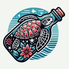 Fototapeta premium Sea Turtle svg, Turtle on Bottle svg, Turtle svg file, Flower Turtle svg, Ocean Animal svg v,