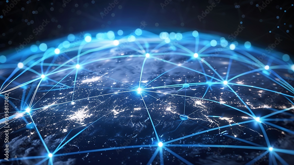 Poster depicting global network connections, showcasing the interconnectedness of our digital world.